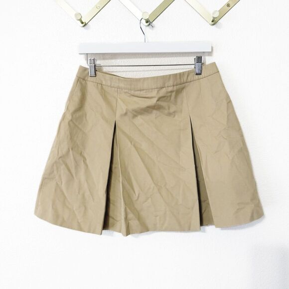 NWT Sporty & Rich Vendome Box Pleat Skirt - Beige/Chocolate size XL $225 MSRP - Picture 5 of 9